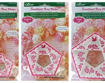 Sweetheart Rose Maker,Three Sweetheart Rose Rosette,Three Flower Maker Templates,Reusable All 3 Sizes Included: Small, Medium, Large, Clover