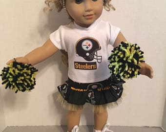 American Made 18 inch doll Clothes - Steelers Cheerleader Outfit