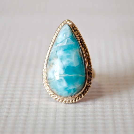 Sterling Silver Larimar Ring Sz 4.5 #6346