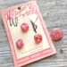 Vintage Elegant Imported Glass Buttons 9/16" ~Pink and Gold ~ Set Of 3 On Original Card ~ Made in Western Germany