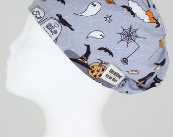Surgical Scrub U Hat for Women - Graveyard Fun