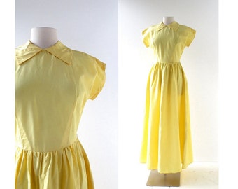Vintage 40s Gown | 1940s Maxi Dress | 1940s Taffeta Dress | XS