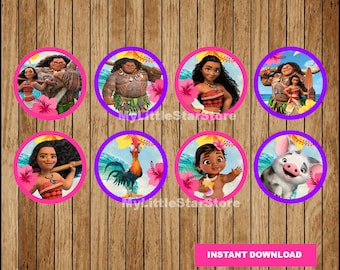 Moana Cupcakes Toppers, Printable Moana Toppers, Moana party Toppers Instant download