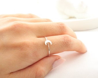 Tiny Crescent Moon Ring // Sterling Silver or 14k Gold Filled