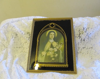 Antique Vintage Catholic Nun Religious Wall Print Framed