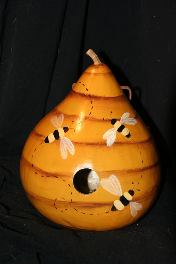 Items Similar To Adorable Beehive Gourd Birdhouse On Etsy   Il 570xN.327988565 