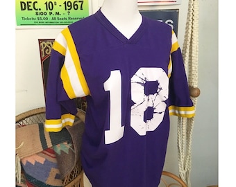 Vintage 70s purple and yellow football jersey tee shirt