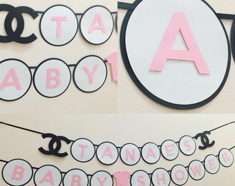 Designer baby shower banner, designer baby shower decor