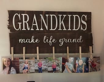 Grandkids make life grand sign - Grandkids sign - Grandparent gift - Grandparent sign - Christmas gift - Wooden sign - Wooden wall decor