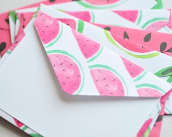 Watermelon Mini Cards // Set of 6 // Blank Cards // Gift Card Envelopes // Enclosure Cards // Summertime Cards // Love Notes