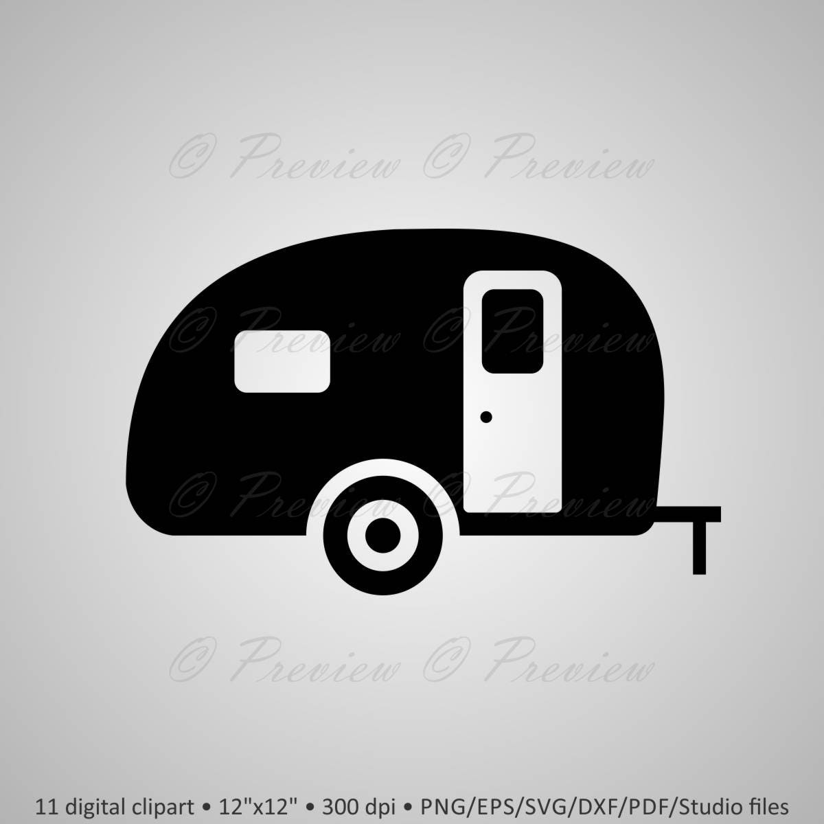 Download Buy 2 Get 1 Free! Digital Clipart Camper Silhouettes summer travel trailer caravan vinyl decal ...