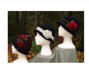 Rolled Brim Cloche Hats - PA-102 - Crochet Pattern PDF