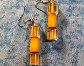 Cane Glass Earrings - Yellow
