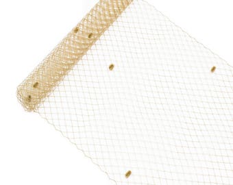 1 Yard x 10" Tan Dot Russian Millinery Birdcage Veil Netting - Available in 19 Colors