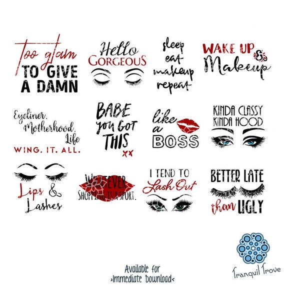 Download SVG & DXF design - Set of 12 - Too Glam, Hello Gorgeous ...