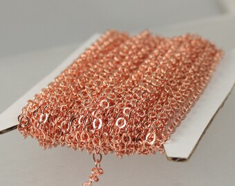 32 ft spool of Bright Copper finished Brass Flat Soldered Cable Chain 3.4x2.9mm