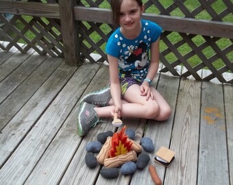 New Low Price Limited Time Only Childrens Felt Campfire Pretend Play Teepee Toy Pretend Food Kids Campfire Photo Prop Fire Pit