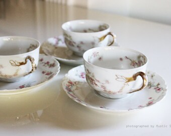 Antique Haviland & Co. Limoges France Teacups set of 3