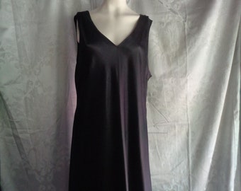 Vintage slip dress long maxi black satin XL