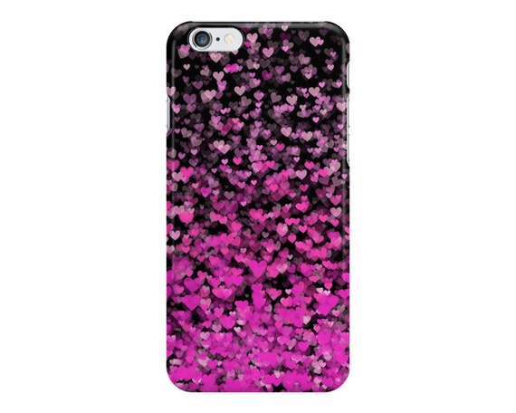Pink Ombre Confetti Hearts Phone Case Black and Pink Phone