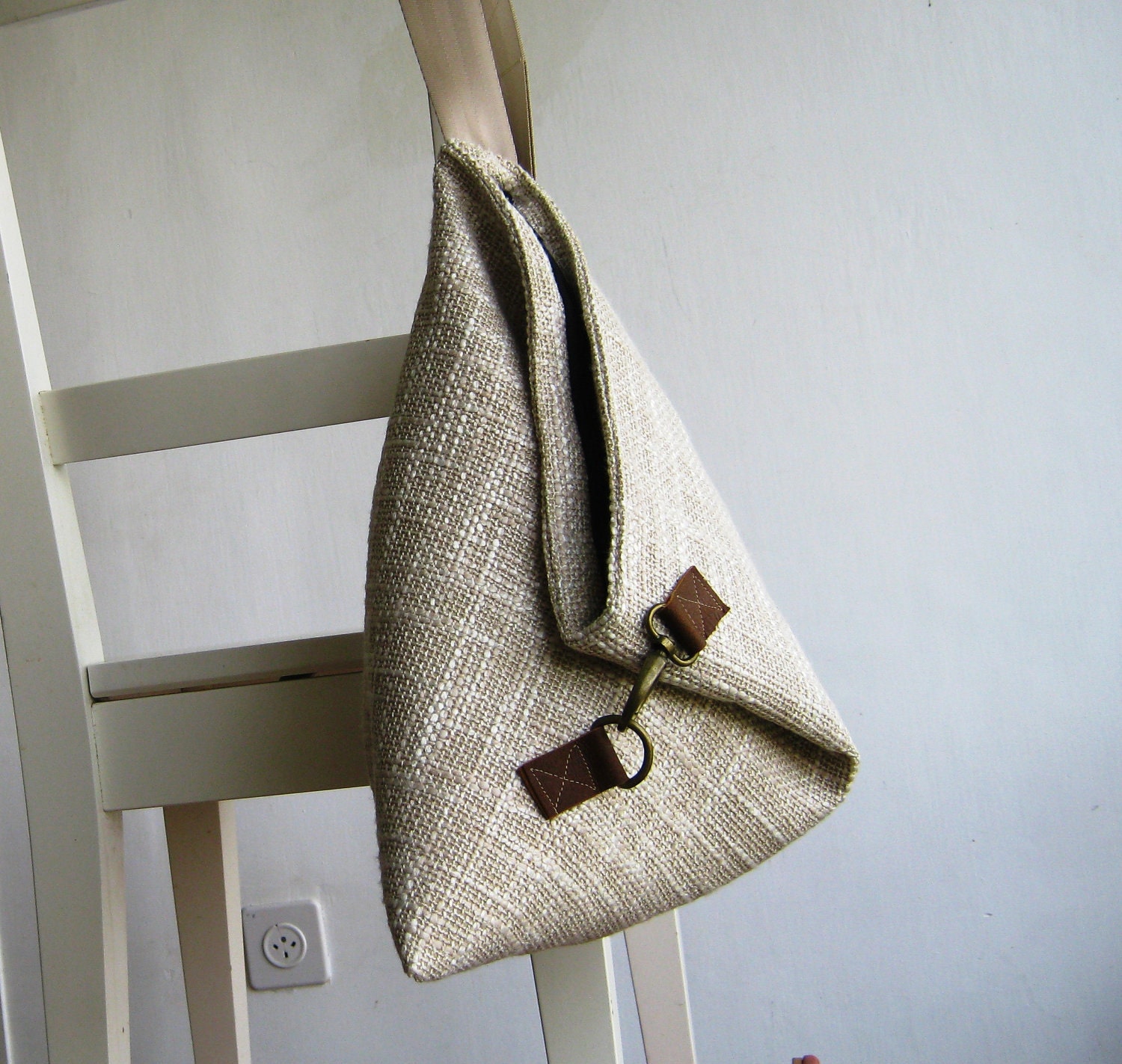 Over the Shoulder Purse in Upholstery Natural Linen