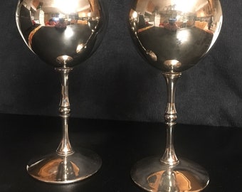 Vintage Valero EPB Silver Large Goblets Made in Spain - Set of 2