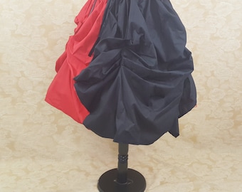 Harley Quinn Queen Of Hearts Red And Black Midi Length Tie On Bustle Skirt-One Size Fits All