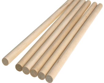 Wooden Craft Dowel Sticks, Natural, 12-Inch, 6-Piece
