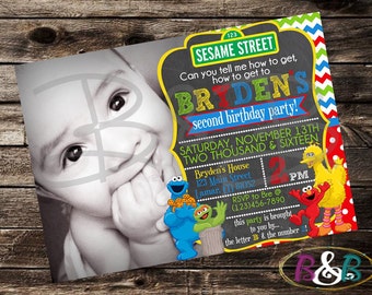 Sesame Street Invitation. Sesame Street Birthday Invitation. Sesame Street Photo Invitation. Sesame Street Party
