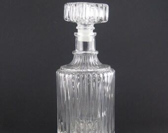 vintage glass decanter - vintage liquor bottle - liquor decanter - glass decanter - vintage bar