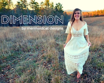 Crochet maxi dress pattern -Dimension