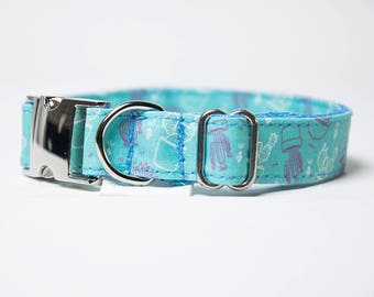 Dog Collar "Cactus Blue" Dog Collar and Leash Set