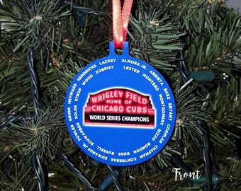 Chicago Cubs World Series Champions Ornament with player roster, Baseball Ornament, Christmas Gift, Holiday Gift, Chritsmas Tree Ornament