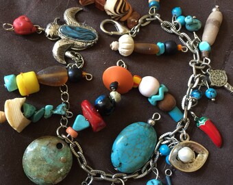 Vintage Silver Southwestern Charm Bracelet