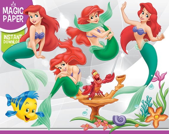 The Little Mermaid Clipart Ariel Disney Digital 300 DPI PNG