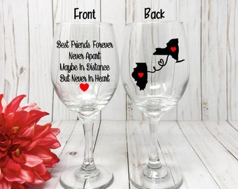 Best Friends Wine Glass, Best friend Gift, Long Distance Best Friend, Best Friend Birthday Gift, Best Friend Long Distance,