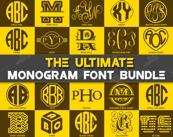 Monogram Font Bundle svg Monogram Font svg pack Font bundle -Master Circle Script -DXF Silhouette and Cricut fonts- 254