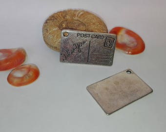 Pendant "postcard, i love you", silver plated 15 * 25mm