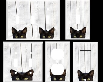 BLACK CAT Peek A Boo Light Switch Cover Plate or Outlet Home Decor Free Shipping in U.S.!!!
