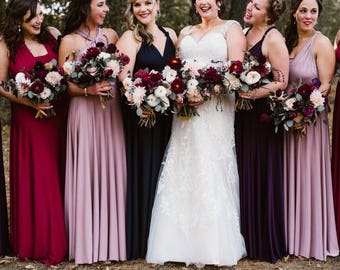 Coralie Beatrix Long Maxi Octopus Convertible Infinity Wrap Dress. Custom Choose Fabrics- Bridesmaids, Wedding, Prom