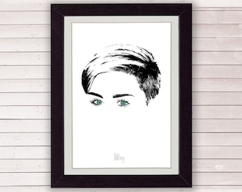 Miley Cyrus, minimal portrait, miley cyrus poster 8x10 or A4, LIMITED EDITION FOR 35