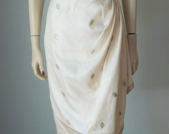 Rare 1950s Pauline Lake Hawaiian Sarong Dress / Silk and Metallic Lame' / Side Swag / Royal Hawaiian / 1950s Hawaiian Dress / Small
