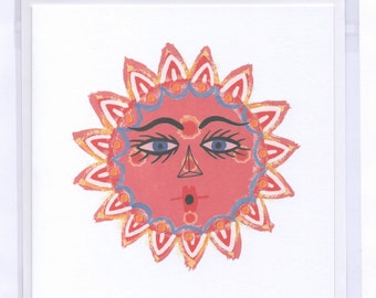 Pink Mexican Sun Greetings Card