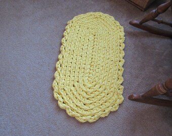Yellow Crochet Rag Rug CP140