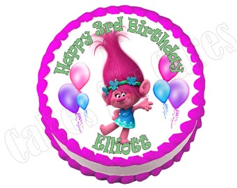 Trolls Poppy round party decoration edible cake image cake topper frosting sheet