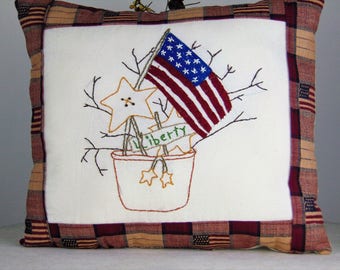 Patriotic Room Decoration, Americana Pillow, Handmade Decorative Pillow