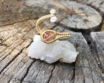 Pink Tourmaline 14ct. Goldfill and Sterling Silver Wrap Ring