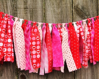 Fabric Rag Garland Bunting Banner, CUSTOM, You Pick Colors/Theme, Great for Parties and Events