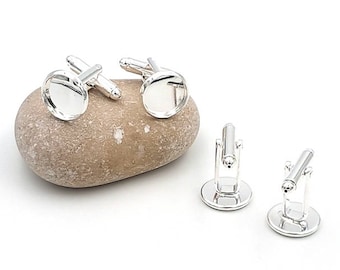 10 cabochons 12mm silver plate cuff links