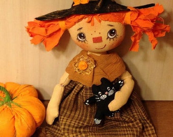 Halloween witch doll Halloween doll fantasy Halloween gift Halloween party folk doll witch primitive doll whimsical doll Halloween décor